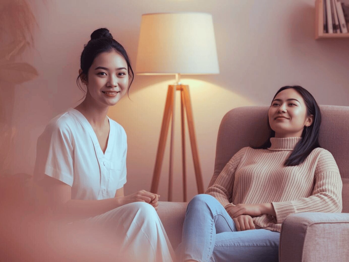 Praticienne en hypnose Ericksonienne guidant une cliente en état de relaxation thérapeutique