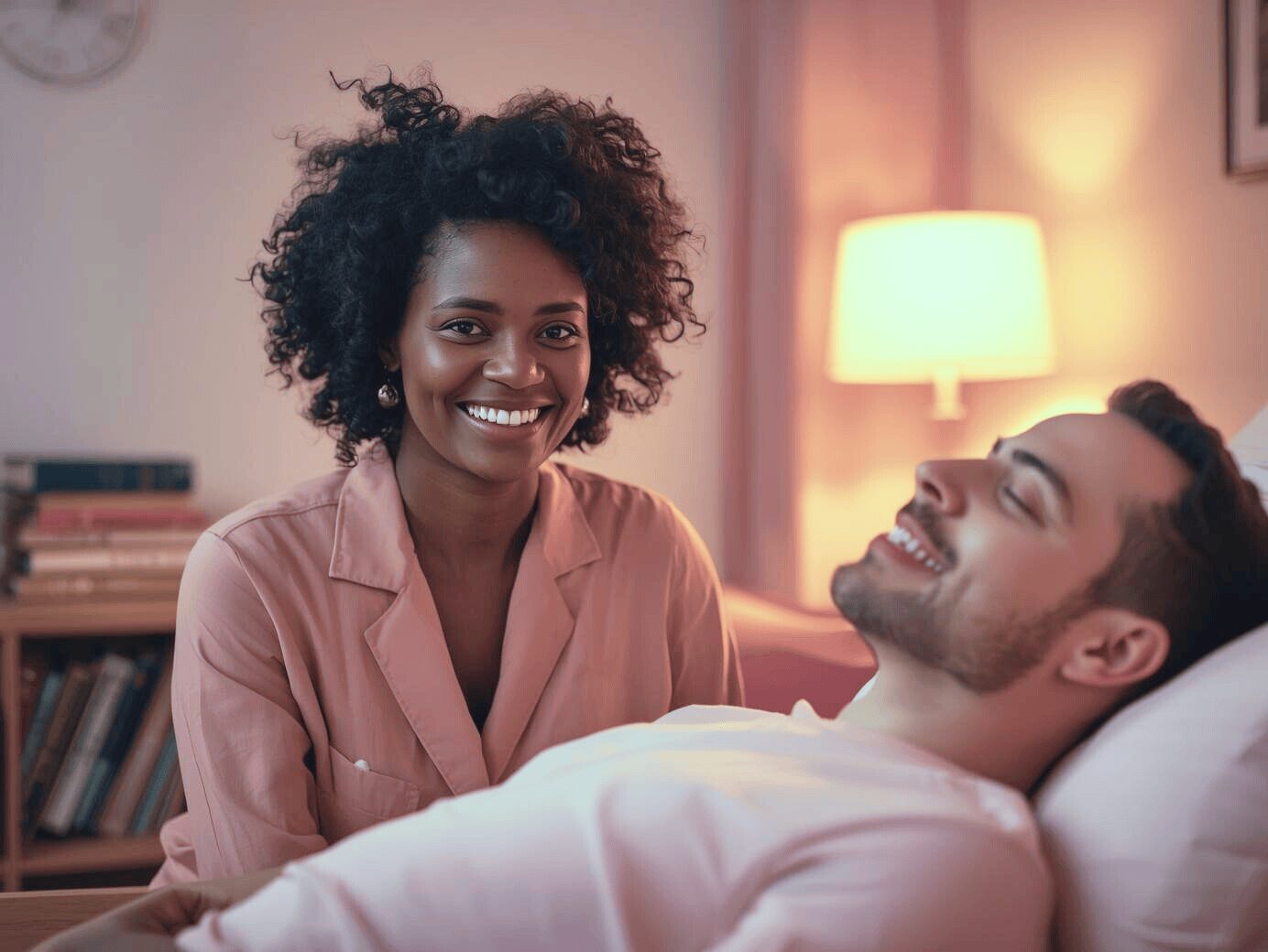 Illustration d’une praticienne en hypnose accompagnant une cliente allongée, symbolisant la reconversion professionnelle et l’ouverture d’un cabinet après une formation.