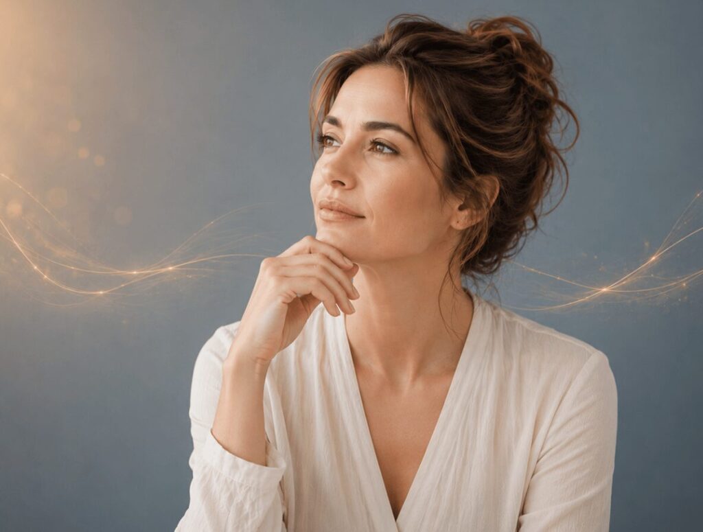 Femme pensive illustrant le rôle des émotions et des automatismes dans la perte de poids avec l’hypnose et l’EFT