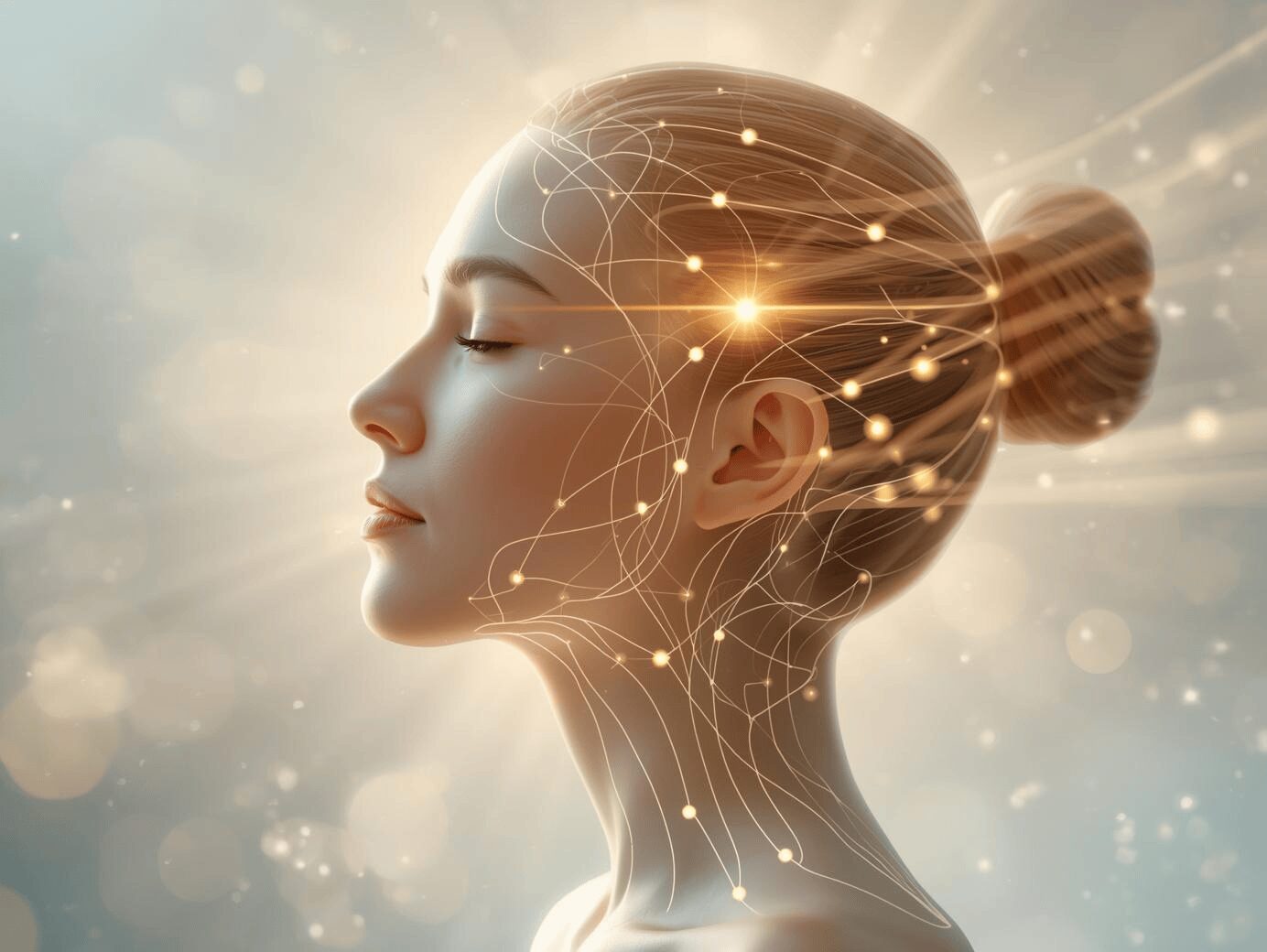 Illustration EFT des méridiens d’acupuncture sur le visage pour accompagner les traumatismes et la régulation émotionnelle