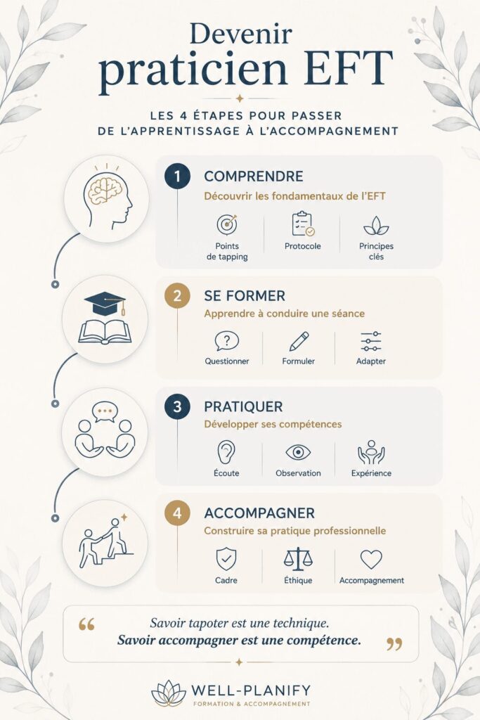 Les 4 étapes pour devenir praticien EFT : comprendre la méthode, se former, pratiquer et accompagner