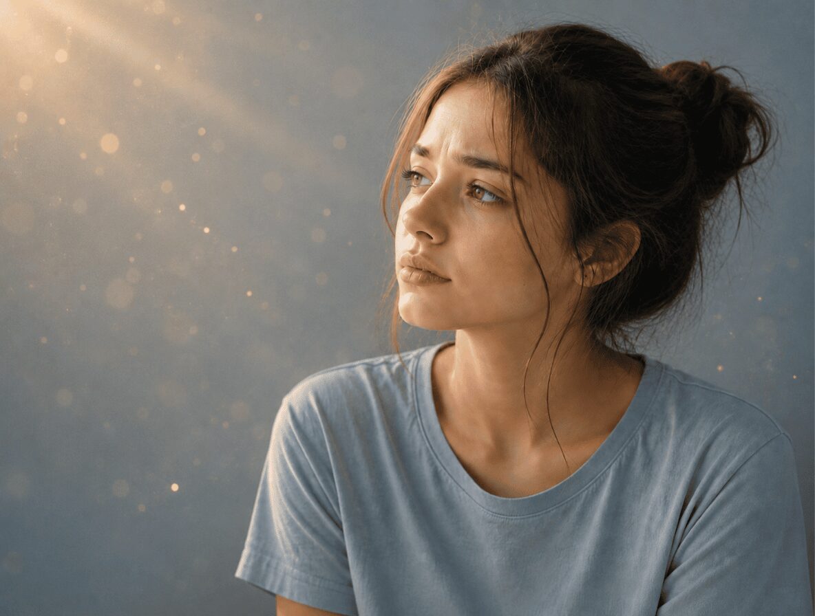 Jeune femme pensive illustrant l’hypersensibilité et la sensibilité émotionnelle