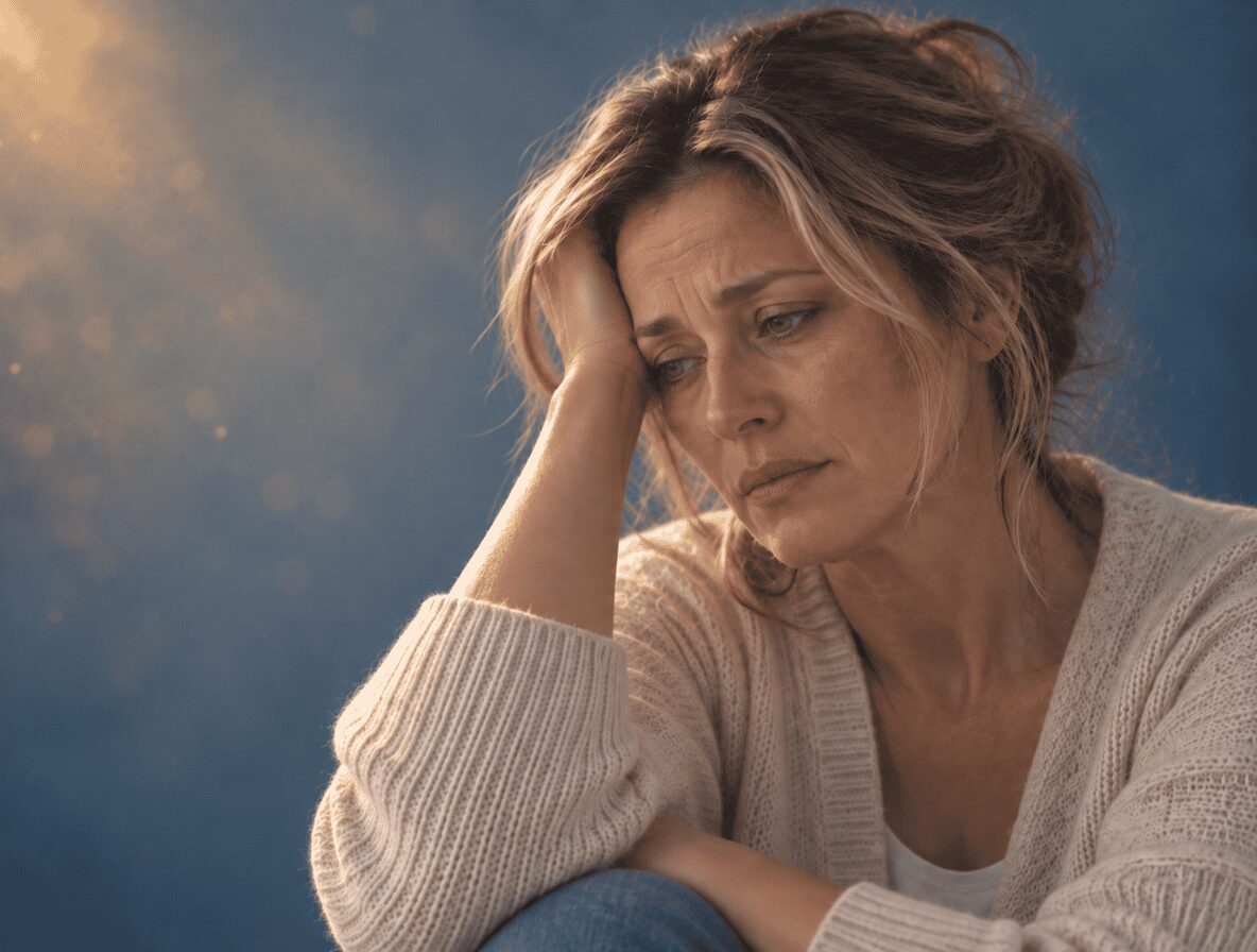 Femme endeuillée illustrant la tristesse et le chemin pour traverser la perte d’un proche