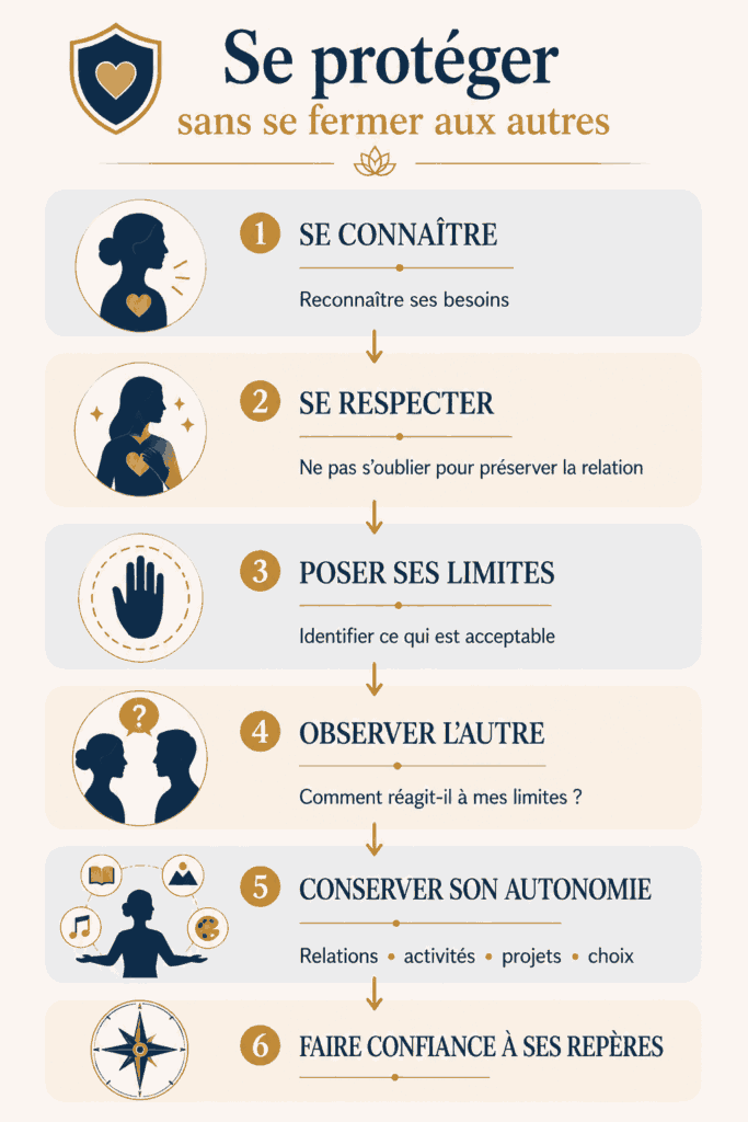 Schéma pour se protéger d’une relation toxique en respectant ses besoins, ses limites et son autonomie